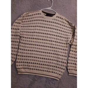 Vintage Bill Blass Sweater Mens Large 3D Knit Cotton Textured Heavyweight 90s L